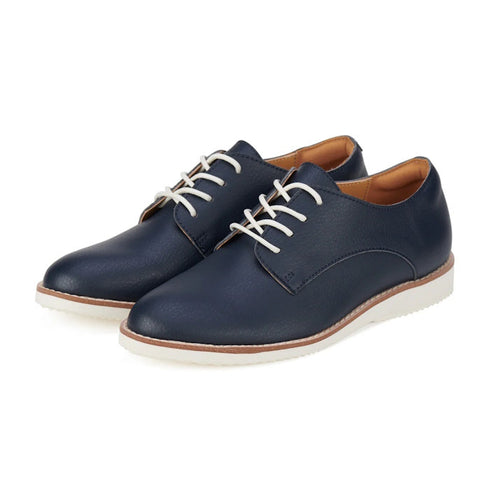 Rollie Womens Derby Rec Navy Tumble Leather Shoe